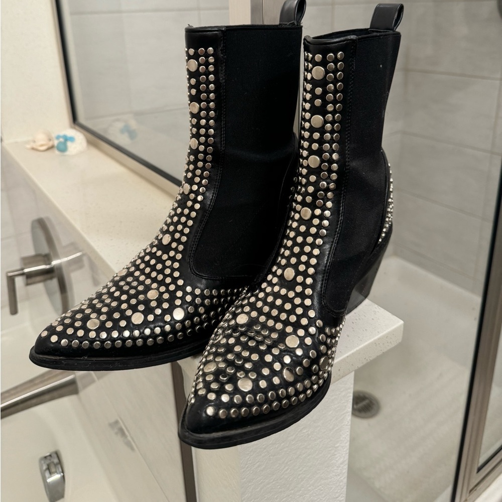 Nasty Gal Studded Black Ankle Boots